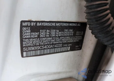 2013 BMW X3 xDrive28I from USA, damaged, VIN 5UXWX9C54D0A14220
